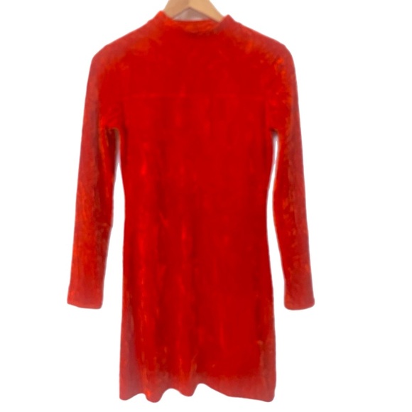 Like New Urban Outfitters Ice Crusher Velvet Long Sleeve Mini Dress in Red M - Picture 6 of 8